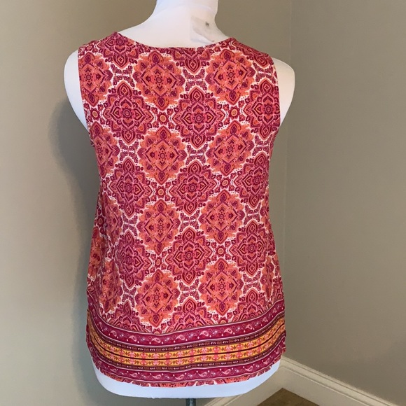 CYNTHIA ROWLEY NWOT Pink Paisley Sleeveless Top M - Picture 2 of 7